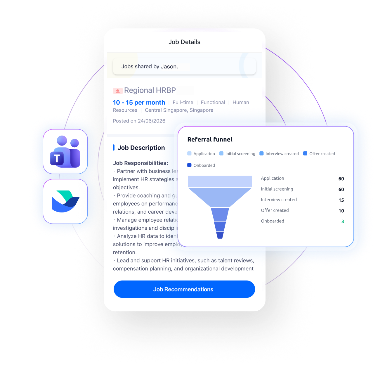 Mobile employee referral portal with referral-tracking dashboard