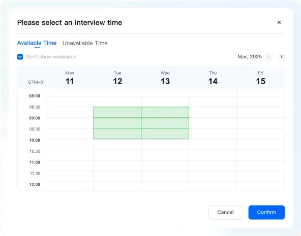select an interview time