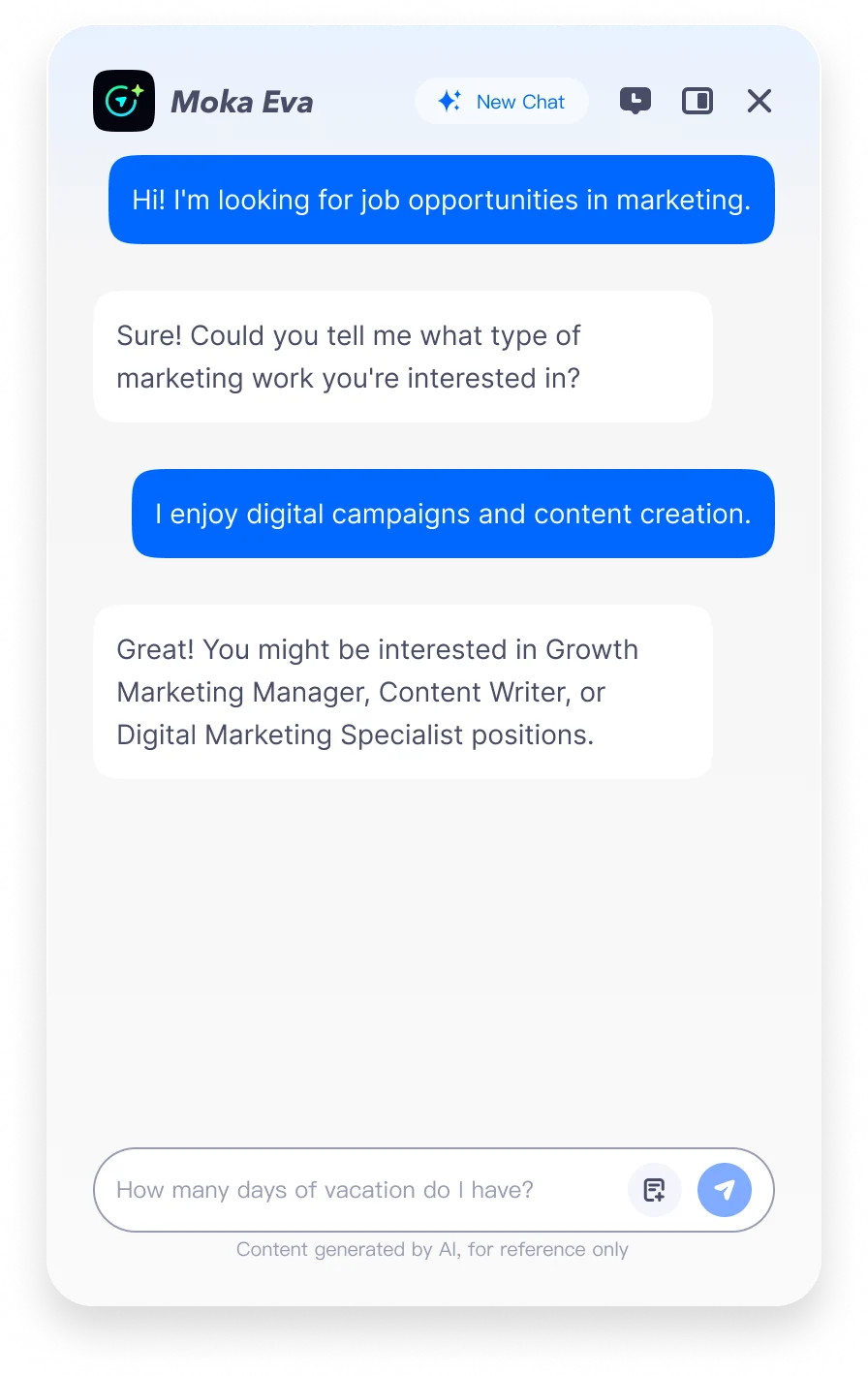 Moka AI Chatbot for Candidates